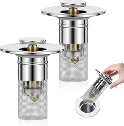 2Pcs Bathroom Sink Stopper for US Universal Replacement, Pop Up Stainless Steel Floor Drain Filter with Basket Hair Catcher, Sink Drain Strainer for 1.1-1.45 Inch - Premium Water Treatment from Brand: RANTEC - Just $13.99! Shop now at Handbags Specialist Headquarter