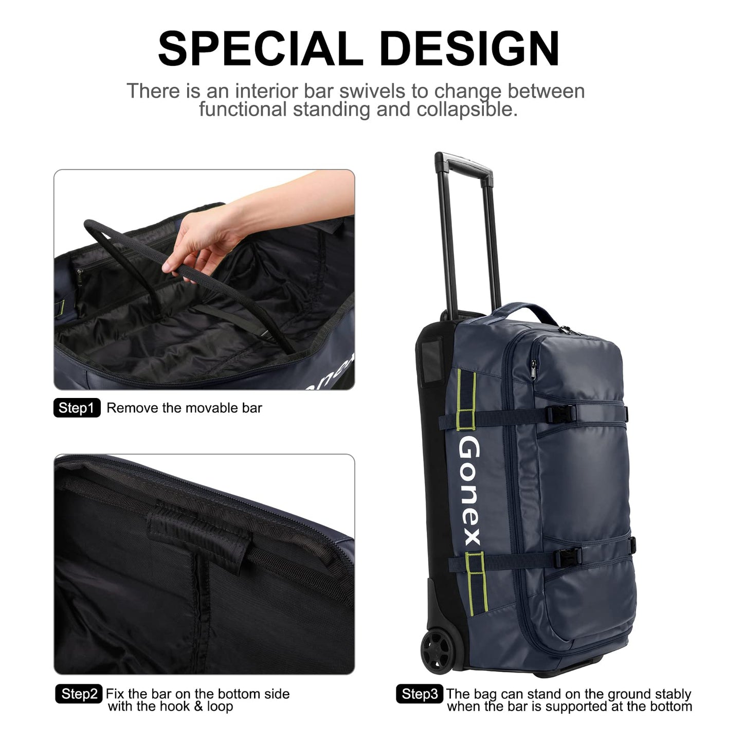 Gonex 70L Wheeled Duffle - Olive Green Travel Bag