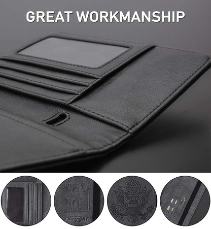 HerriaT RFID Leather Passport Wallet - Gray