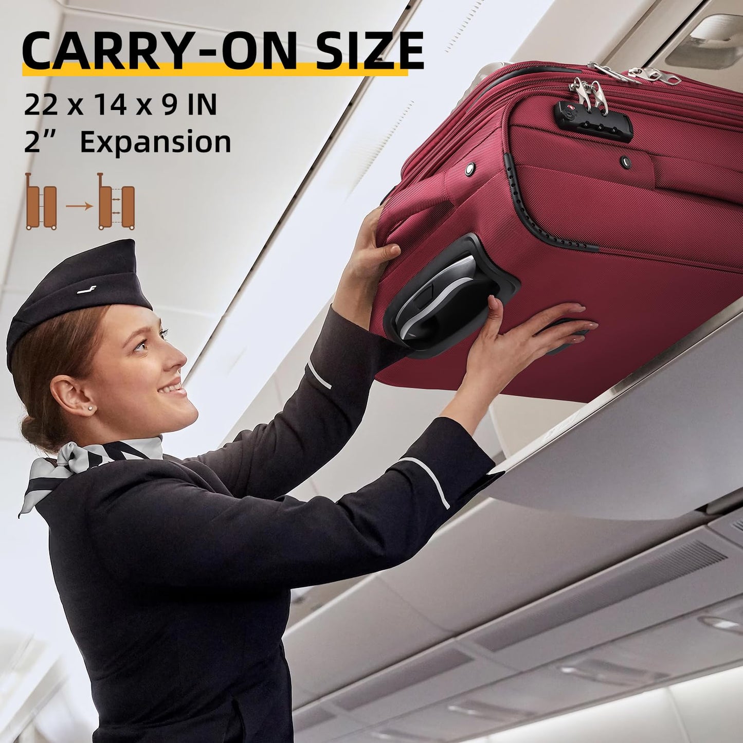 LARVENDER Expandable 5-Piece Spinner Luggage Set