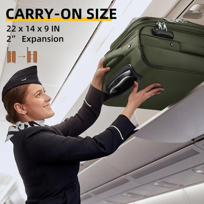LARVENDER Expandable 5-Piece Spinner Luggage Set