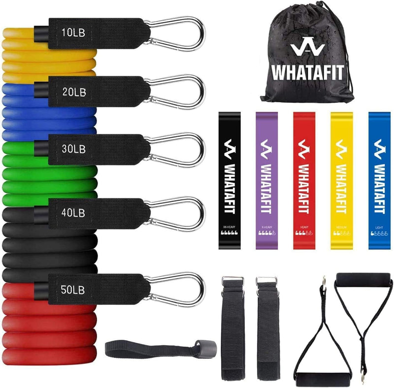 WHATAFIT Resistance Bands, Exercise Bands，Resistance Bands for Working Out, Work Out Bands with Handles for Men and Women Fitness, Strength Training Home Gym Equipment - Premium Fitness from Visit the WHATAFIT Store - Just $39.99! Shop now at Handbags Specialist Headquarter