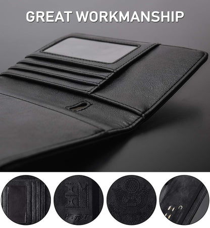 HerriaT RFID Leather Passport Wallet - Gray