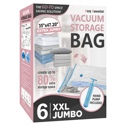 CozyVac Travel Bags with Pump - 6 Pack Space Savers