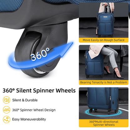 LARVENDER Expandable 5-Piece Spinner Luggage Set