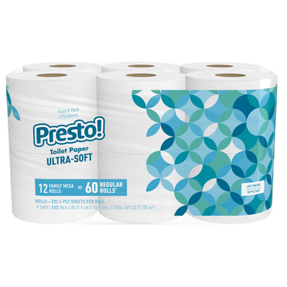 Presto! Ultra-Soft 2-Ply Family Mega Rolls Pack