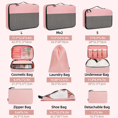 BAGAIL Travel Cubes: 8/9 Set Packing Organizers