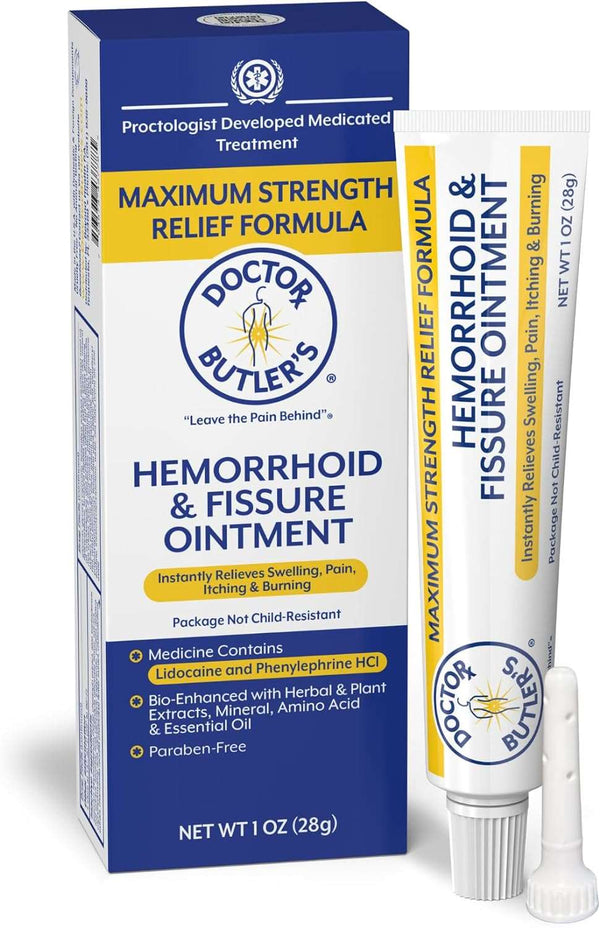 Doctor Butler’s Hemorrhoid & Fissure Ointment Cream with Lidocaine and Phenylephrine HCI for Fast Acting Relief of Pain, Swelling, Discomfort, and Itching (1 oz.) - Premium Health Care from Visit the Doctor Butler's Store - Just $42.99! Shop now at Handbags Specialist Headquarter