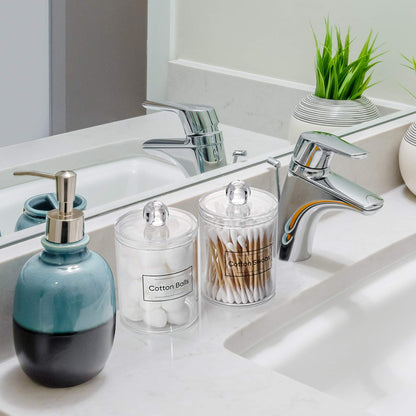 Clear Acrylic Qtip Dispenser Set - 4 Pack