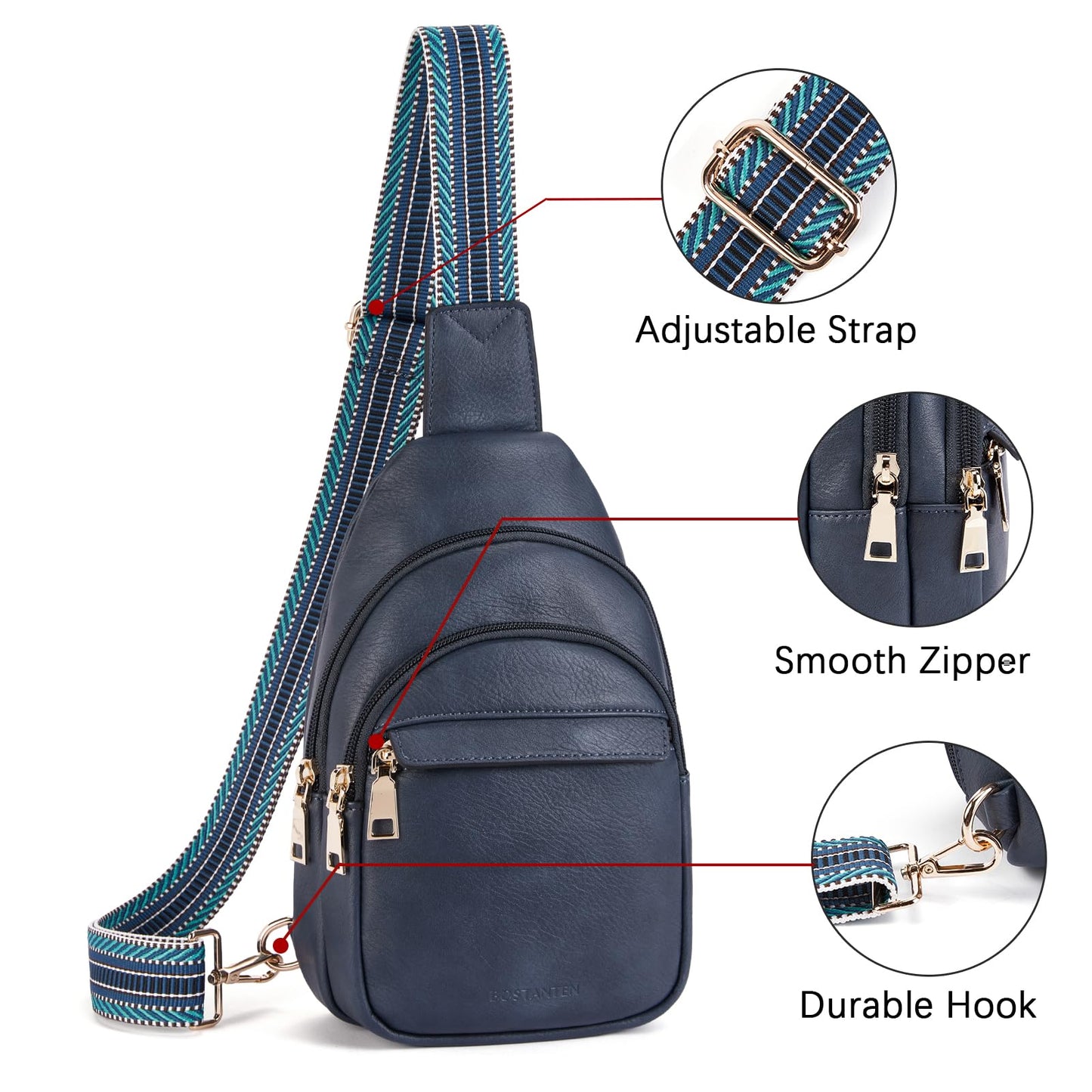 BOSTANTEN Chic Leather Crossbody Sling Bag