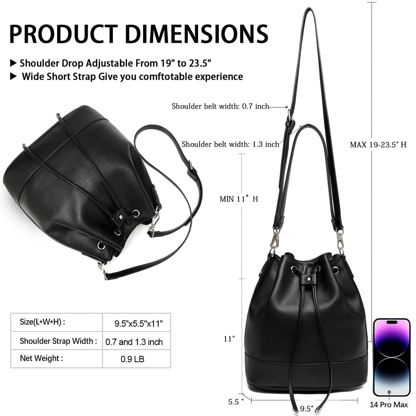 AFKOMST Chic Leather Bucket & Crossbody Bag Set