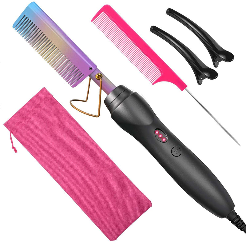 Hot Comb Hair Straightener Heat Pressing Combs - Ceramic Electric Hair Straightening Comb, Curling Iron for Natural Black Hair Beard Wigs Holiday Gift - Glod 3 In1 - Premium Hair Accessories from Visit the BudiGl Store - Just $22.99! Shop now at Handbags Specialist Headquarter