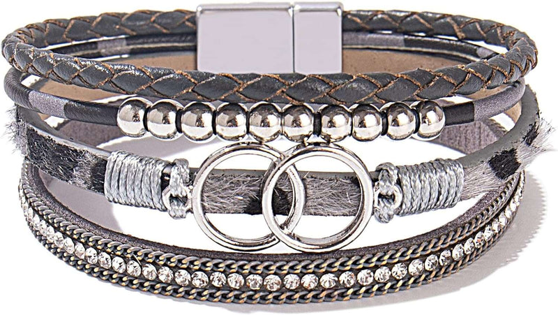 FANCY SHINY Boho Wrap Bracelets Leather Cuff Bangle Gold Beaded Bracelets for Women Stackable Infinity Bracelets Jewelry with Magnetic Clasp - Premium Bracelet from Visit the FANCY SHINY Store - Just $23.99! Shop now at Handbags Specialist Headquarter