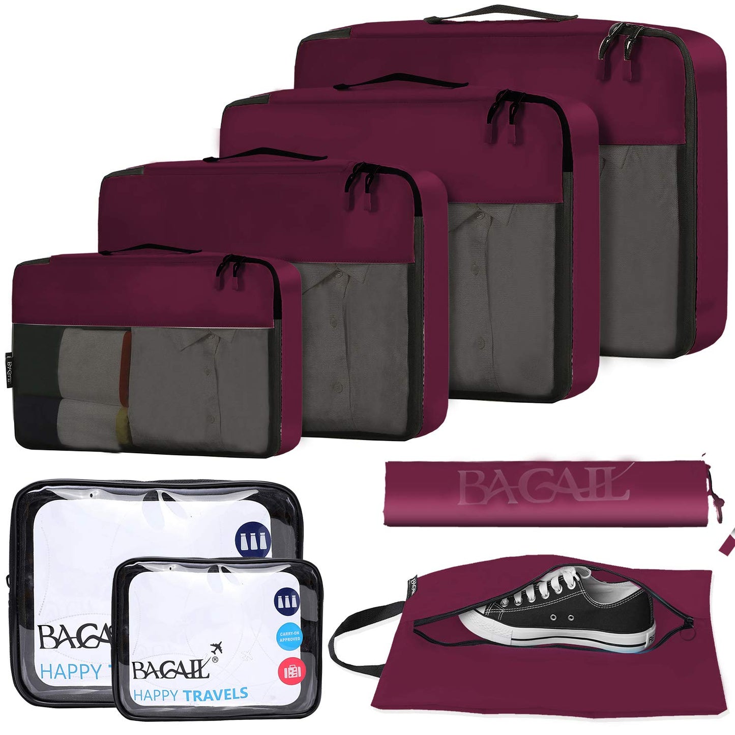 BAGAIL Travel Cubes: 8/9 Set Packing Organizers