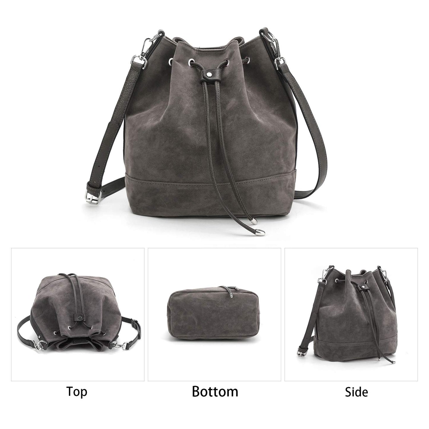 AFKOMST Chic Leather Bucket & Crossbody Bag Set