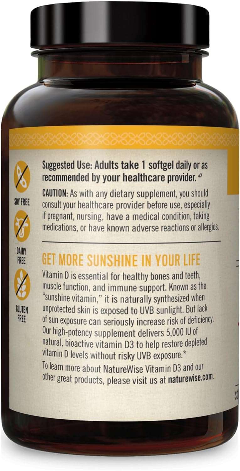 NatureWise Vitamin D3 5000iu (125 mcg) 1 Year Supply for Healthy Muscle Function, and Immune Support, Non-GMO, Gluten Free in Cold-Pressed Olive Oil, Packaging Vary ( Mini Softgel), 360 Count - Premium Vitamins, Minerals & Supplements from Visit the NatureWise Store - Just $23.98! Shop now at Handbags Specialist Headquarter