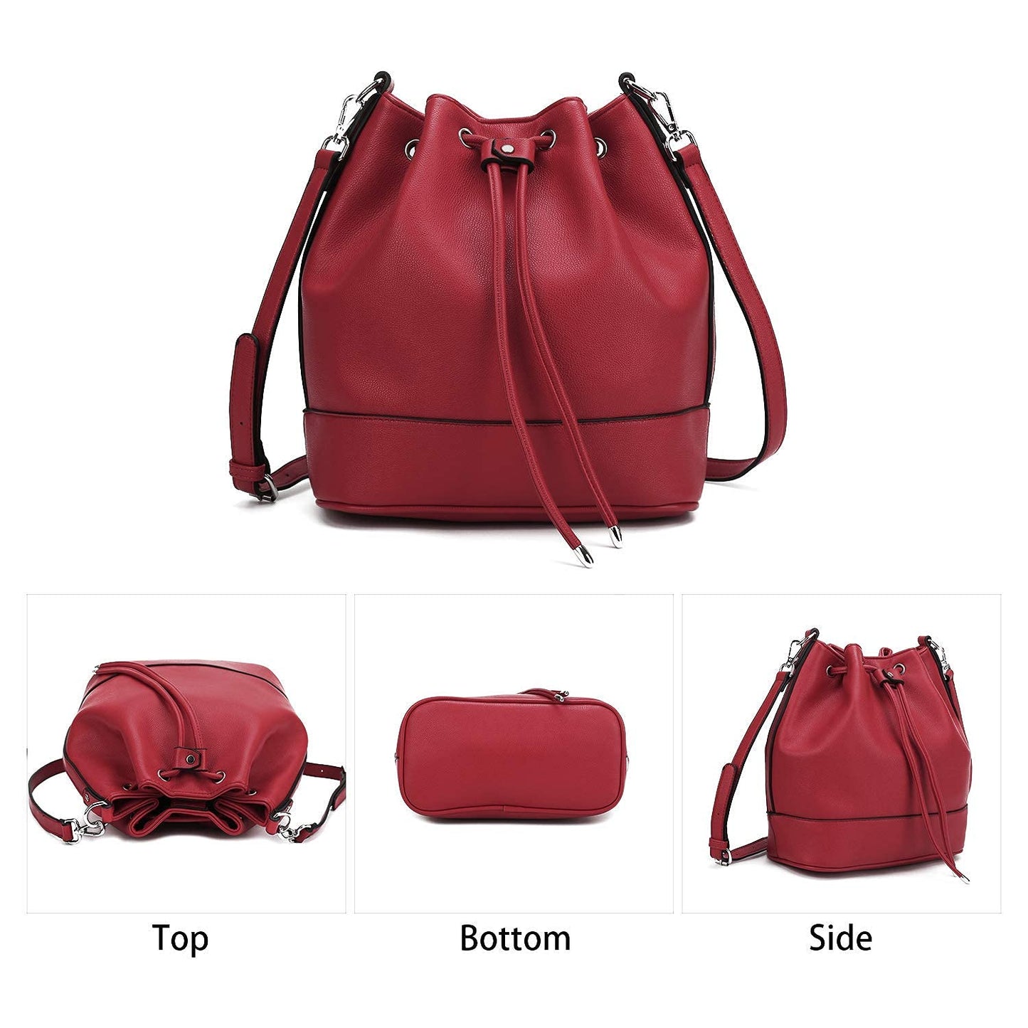 AFKOMST Chic Leather Bucket & Crossbody Bag Set