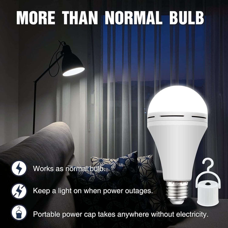 Neporal 4 Pack Emergency-Rechargeable-Light-Bulb, Stay Lights Up When Power Failure, 1200mAh 15W 80W Equivalent LED Light Bulbs for Home, Camping, Tent (E27, with Hook) (Daylight) - Premium Indoor Lighting from Visit the Neporal Store - Just $21.99! Shop now at Handbags Specialist Headquarter