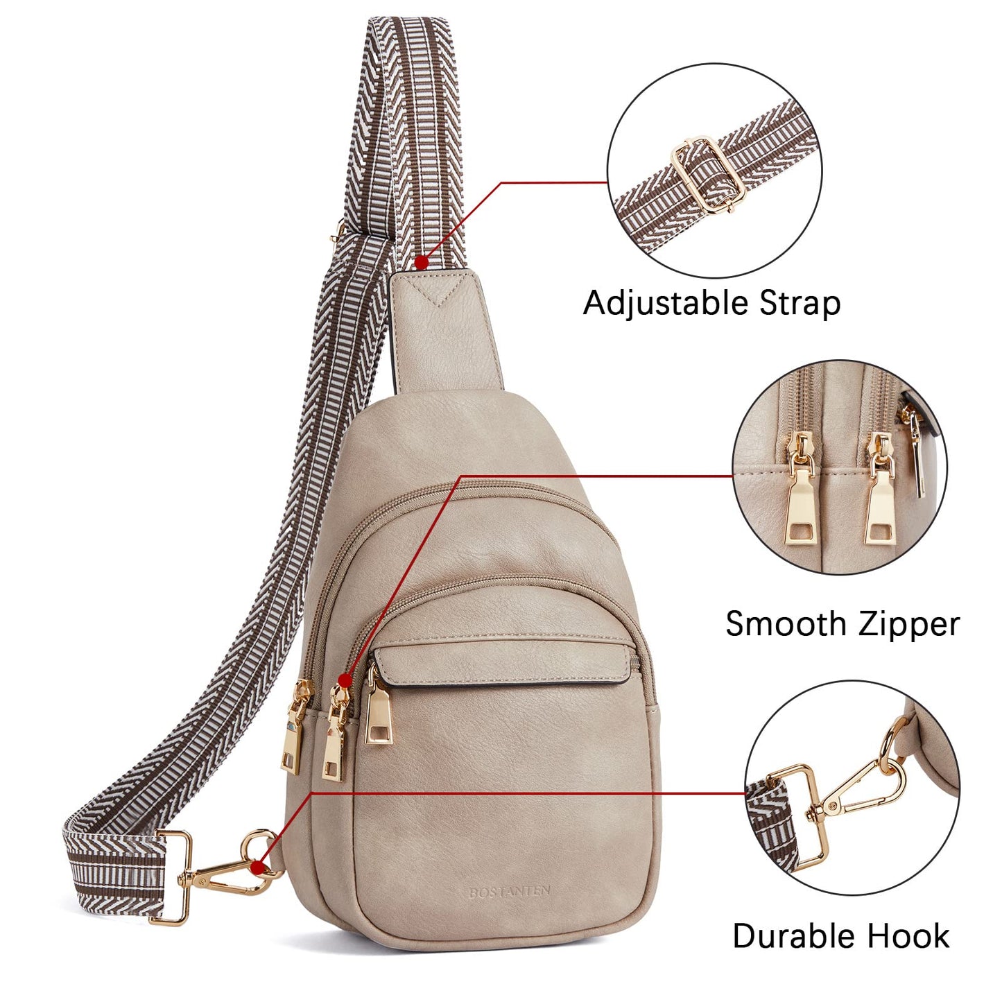 BOSTANTEN Chic Leather Crossbody Sling Bag