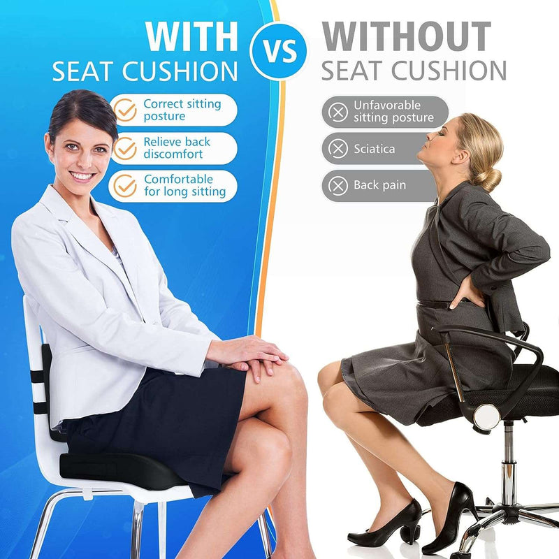 CushZone Seat Cushion, Lumbar Support Pillow with Adjustable Strap-Chair Cushions for Sciatica Pain Relief-with Washable Cover Memory Foam for Car, Travel and Wheelchair-Black - Premium Lumbar Pillows from Brand: CushZone - Just $38.37! Shop now at Handbags Specialist Headquarter