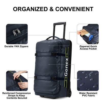 Gonex 70L Wheeled Duffle - Olive Green Travel Bag