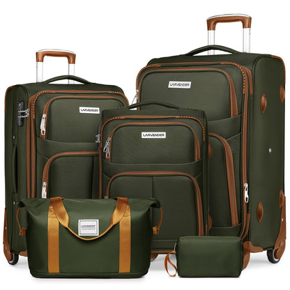 LARVENDER Expandable 5-Piece Spinner Luggage Set
