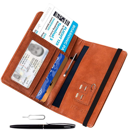 HerriaT RFID Leather Passport Wallet - Gray