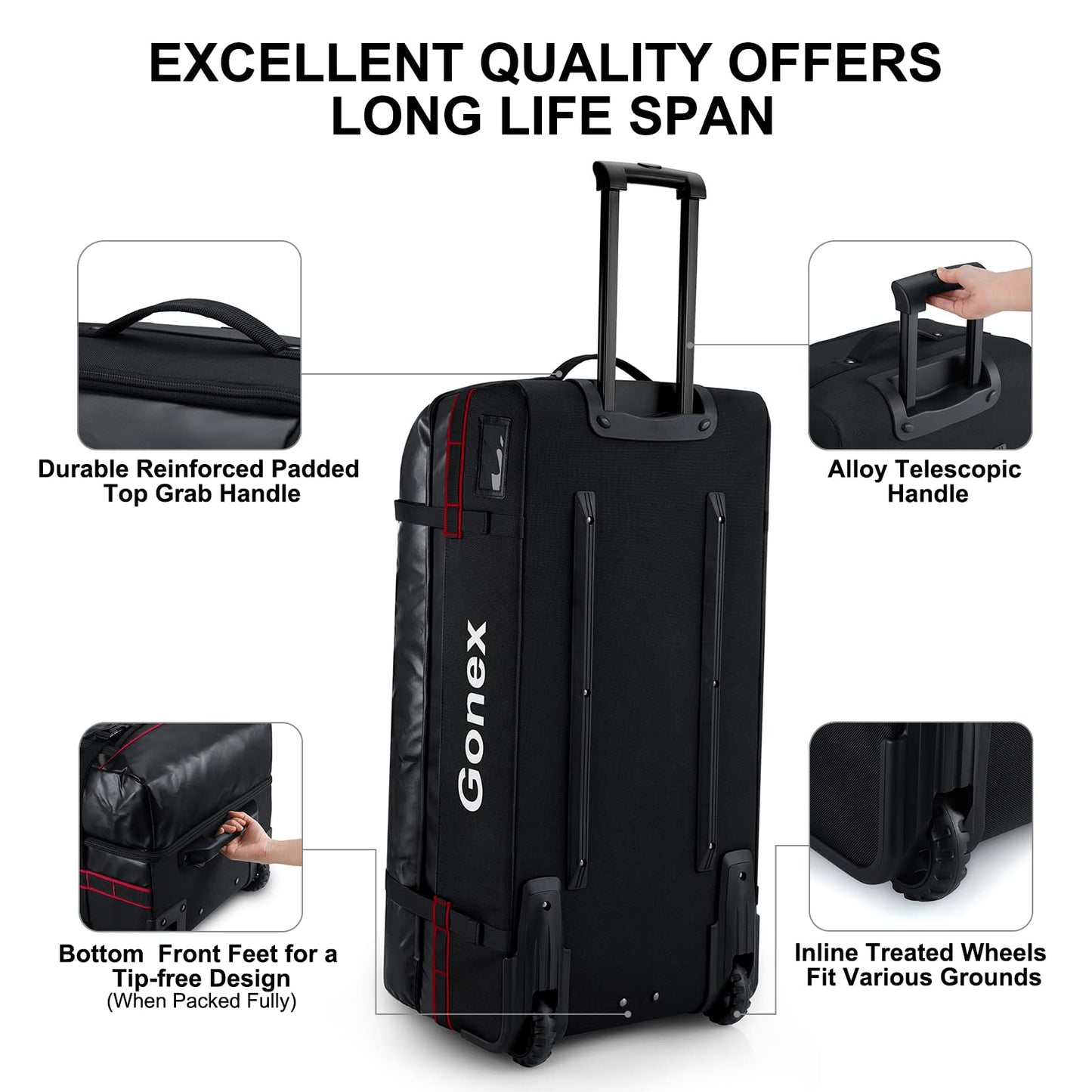 Gonex 70L Wheeled Duffle - Olive Green Travel Bag