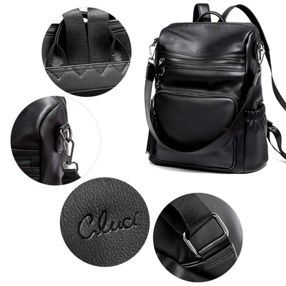 CLUCI Luxe Convertible Leather Backpack Purse
