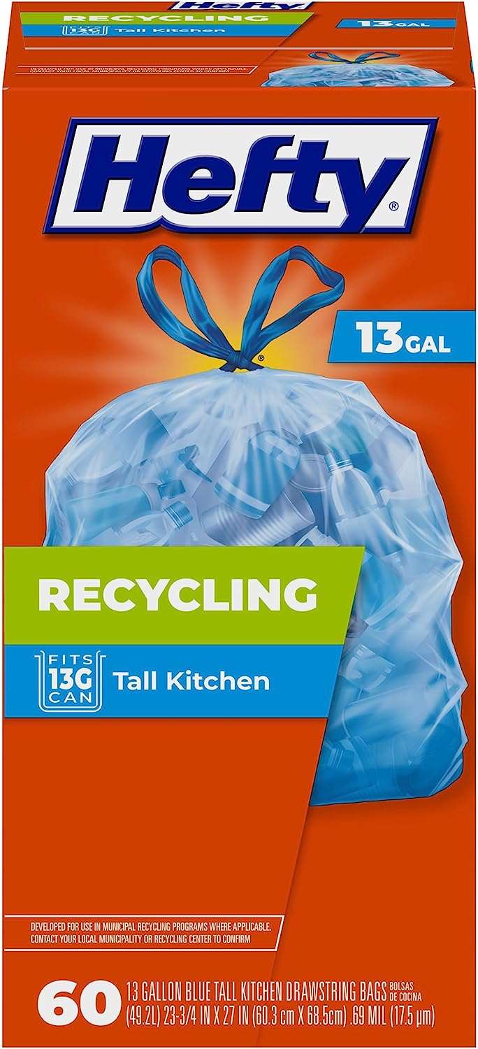 Hefty Recycling Trash Bags, Blue, 13 Gallon, 60 Count - Premium Trash Bags from Visit the Hefty Store - Just $14.99! Shop now at Handbags Specialist Headquarter