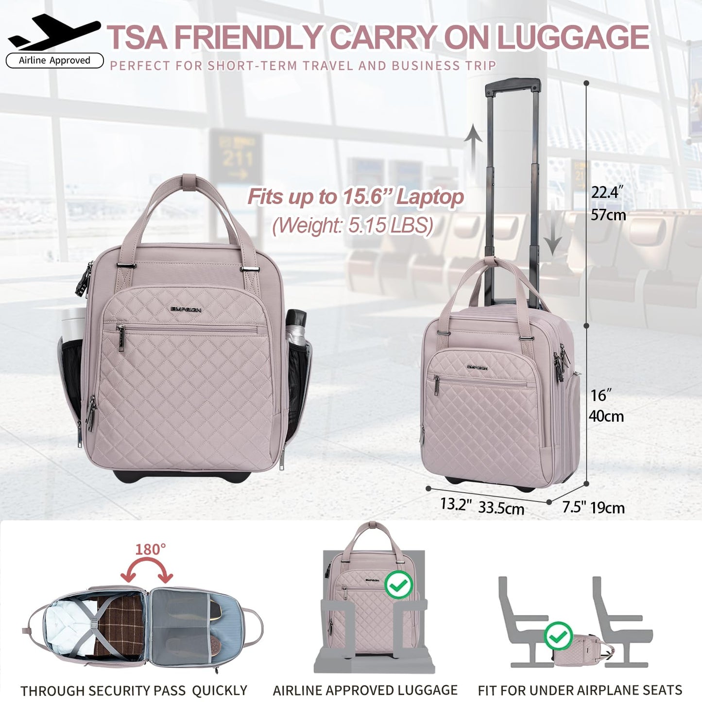 EMPSIGN 16 Wheeled Underseat Travel Bag