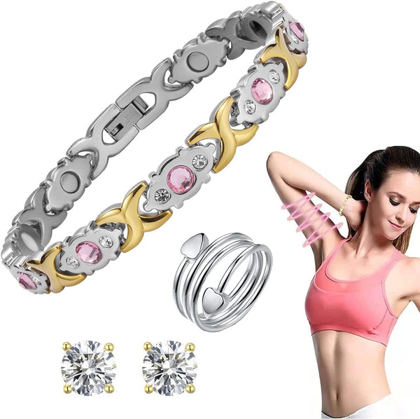 Magnetic Bracelet Ring Earrings Set for Women Lymph Detox Magnetic Bracelet, Acupressure Earrings, Lymphatic Drainage Ring - Premium Bracelet from Brand: NSJDDWN - Just $22.99! Shop now at Handbags Specialist Headquarter