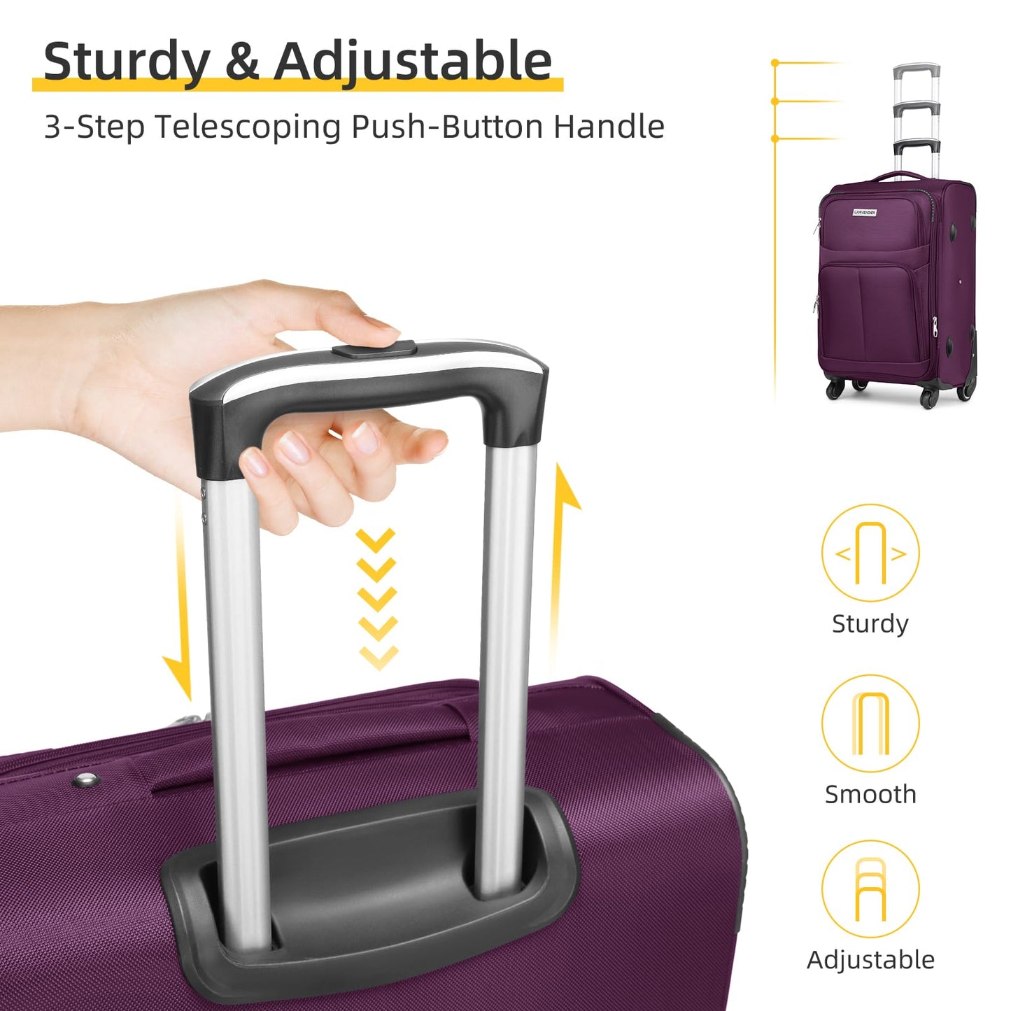 LARVENDER Expandable 5-Piece Spinner Luggage Set