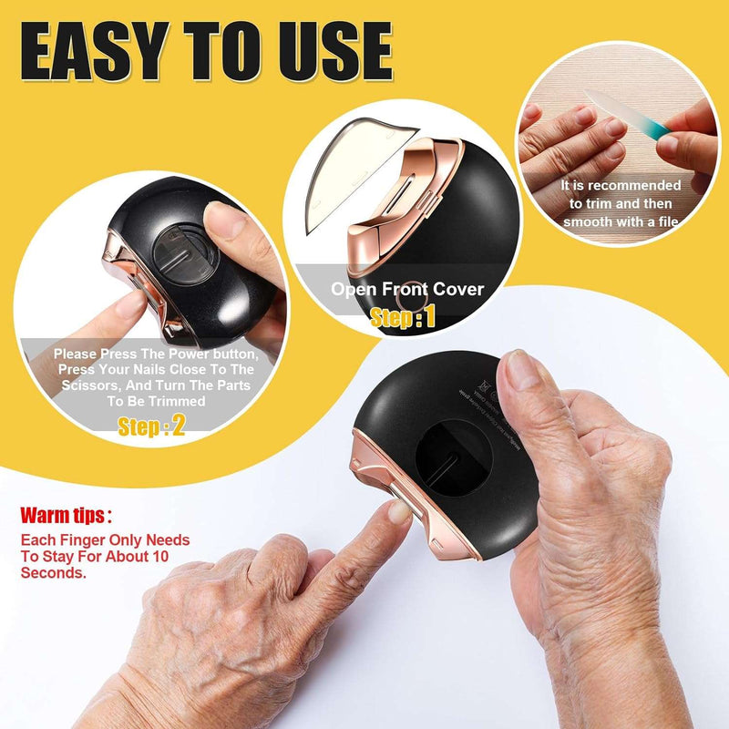 Automatic Nail Clipper, Electric Nail Clippers Safety Fingernail Cutter Nail Trimmer Nail Scissors Gift for Caregivers, Elderly, Adults, Children, Care Communities(Black) - Premium health from Brand: Minatee - Just $28.99! Shop now at Handbags Specialist Headquarter