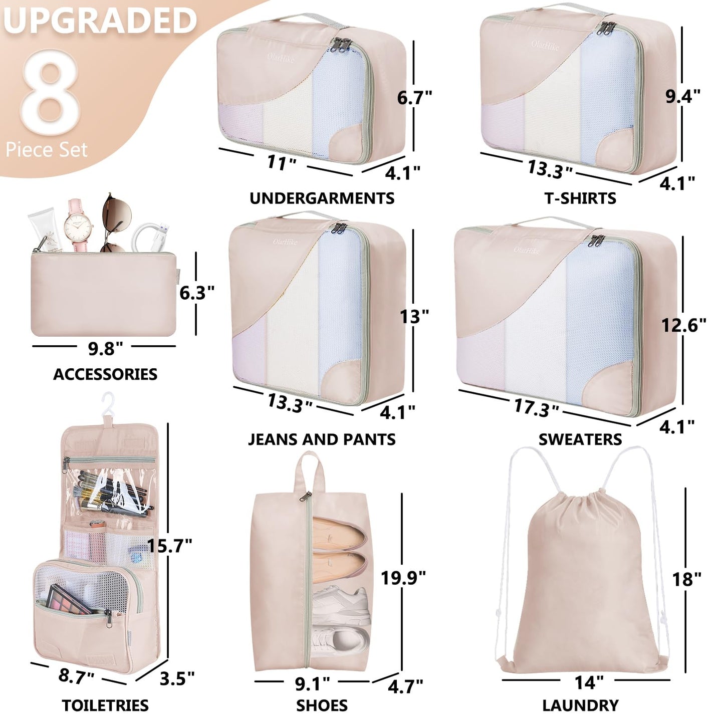 OlarHike Travel Cube Set - Cream Organizer & Gifts