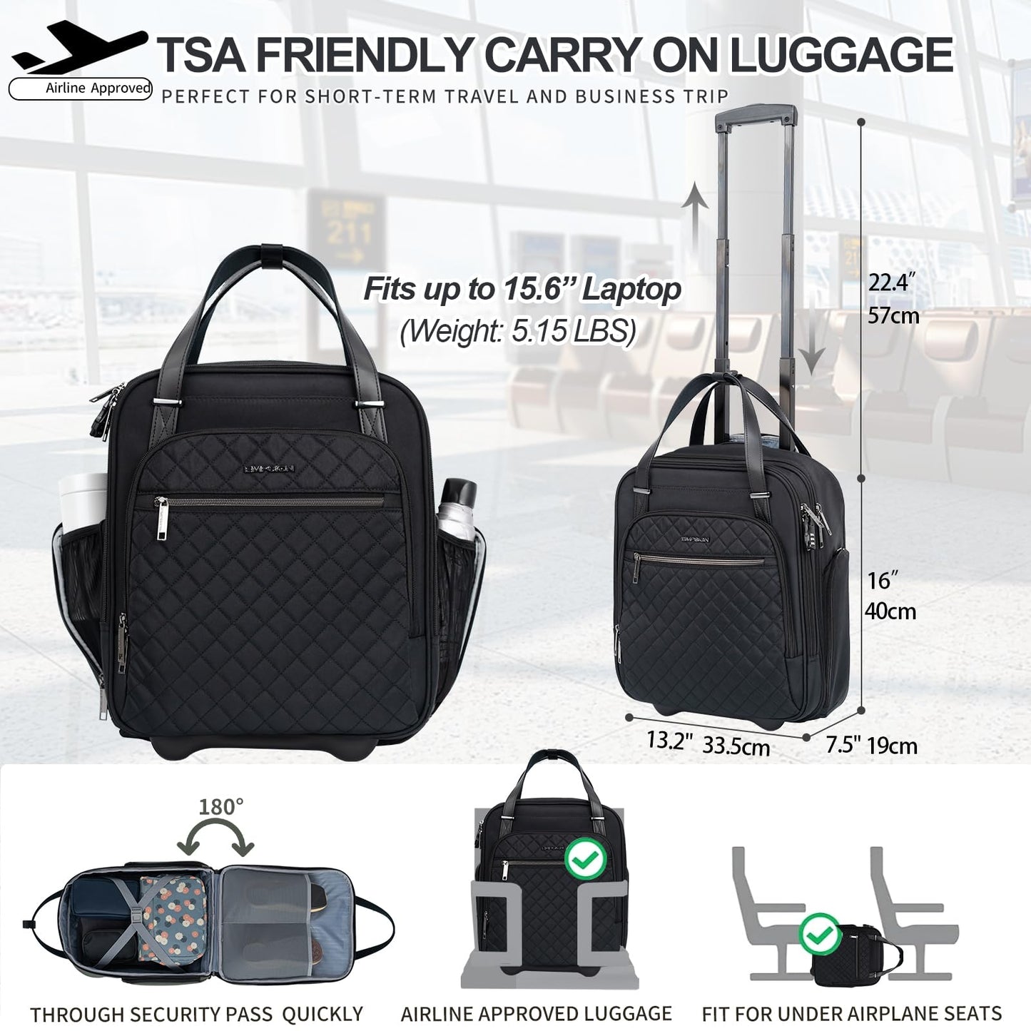 EMPSIGN 16 Wheeled Underseat Travel Bag