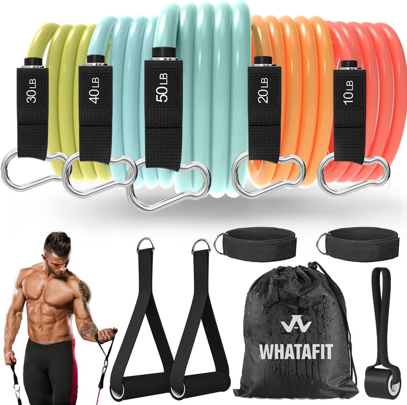 WHATAFIT Resistance Bands, Exercise Bands，Resistance Bands for Working Out, Work Out Bands with Handles for Men and Women Fitness, Strength Training Home Gym Equipment - Premium Fitness from Visit the WHATAFIT Store - Just $39.99! Shop now at Handbags Specialist Headquarter