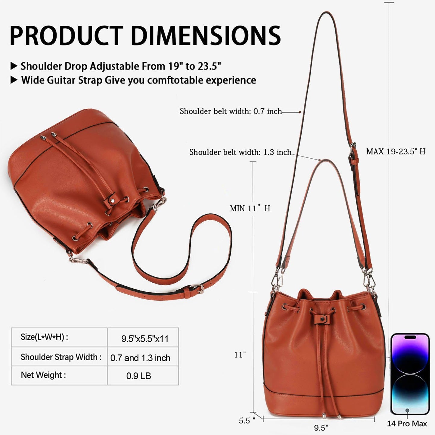 AFKOMST Chic Leather Bucket & Crossbody Bag Set