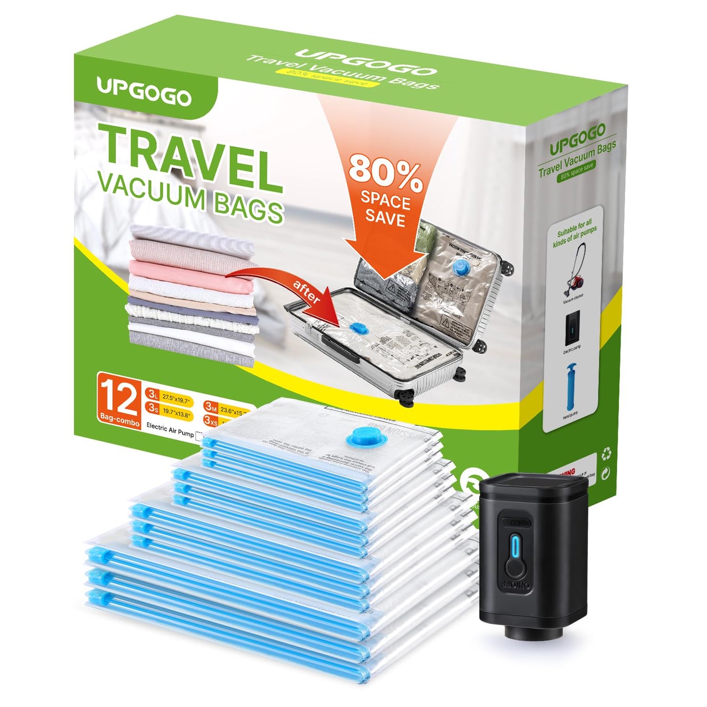 Vacuum Space Saver Bags - 6 Pack Travel Combo