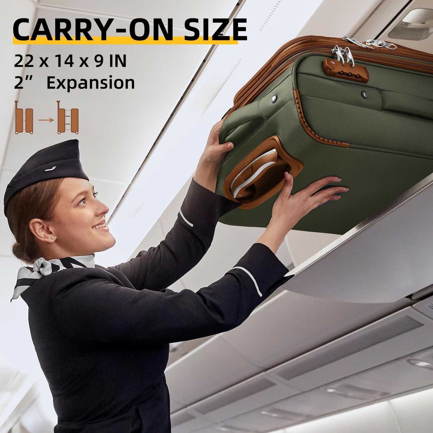 LARVENDER Expandable 5-Piece Spinner Luggage Set