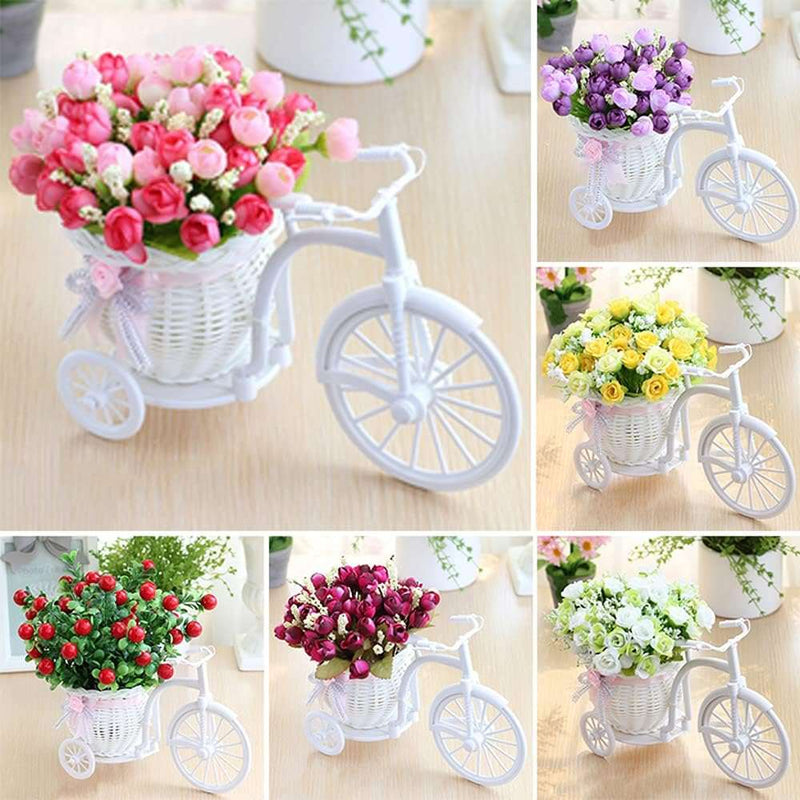 HYLOOD Mini Tricycle with Artificial Flower, Plant Stand Garden Nostalgic Bicycle Decorative Tricycle Flower Basket Mini Garden with Artificial Flower for Home Wedding Decoration - Premium basket from Brand: HYLOOD - Just $20.99! Shop now at Handbags Specialist Headquarter