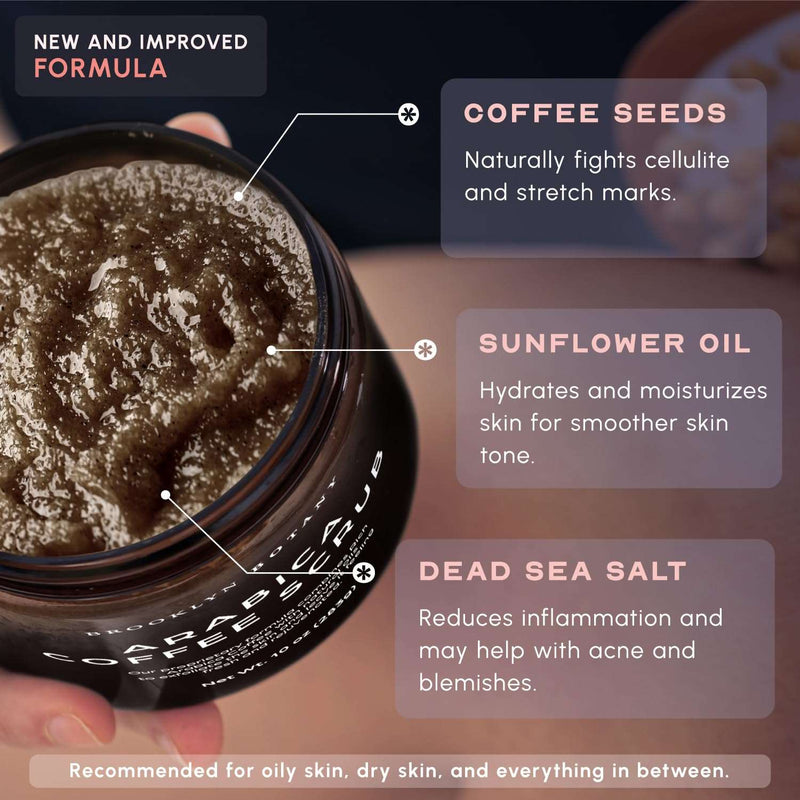 Dead Sea Salt and Arabica Coffee Body Scrub 10 oz - Moisturizing and Exfoliating Body, Face, Hand, Foot Scrub - Fights Stretch Marks, Fine Lines, Wrinkles - Great Gifts for Women & Men - Premium Body Scrubs from Visit the Brooklyn Botany Store - Just $17.99! Shop now at Handbags Specialist Headquarter