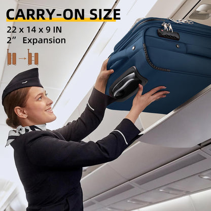 LARVENDER Expandable 5-Piece Spinner Luggage Set