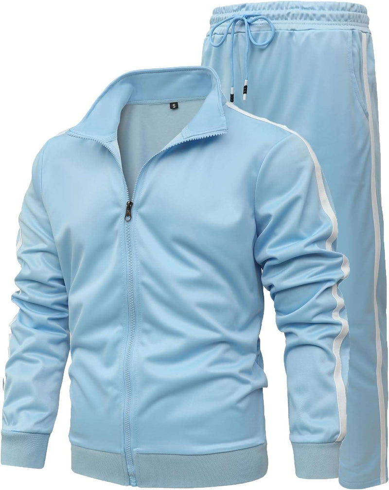 GXAMOY Men's Athletic 2 Pieces Tracksuit Casual Full Zip Jogging Sweat Suit Workout Sports Set Sportswear - Premium Men T-shirt from Visit the GXAMOY Store - Just $64.99! Shop now at Handbags Specialist Headquarter