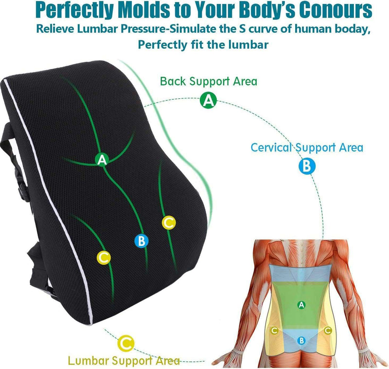 Lumbar Support Pillow for Office Chair Back Support Pillow for Car, Computer, Gaming Chair, Recliner Memory Foam Back Cushion for Pain Relief Improve Posture, Mesh Cover Double Adjustable Straps - Premium Lumbar Pillows from Visit the QUTOOL Store - Just $63.98! Shop now at Handbags Specialist Headquarter