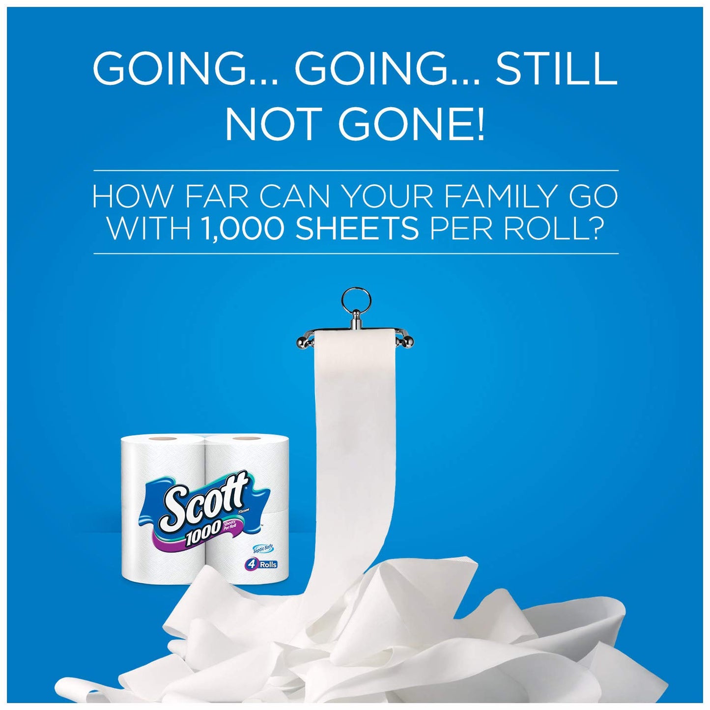Scott 1000 Toilet Paper, 32 Rolls, Septic-Safe, 1-Ply Toilet Tissue
