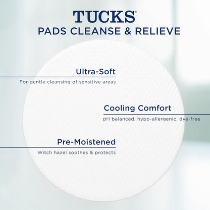 Soothing Witch Hazel Pads for Sensitive Relief, 100 Count
