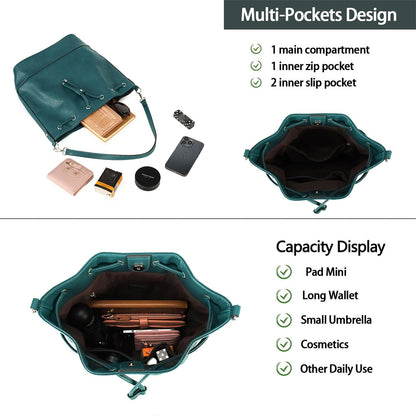 AFKOMST Chic Leather Bucket & Crossbody Bag Set