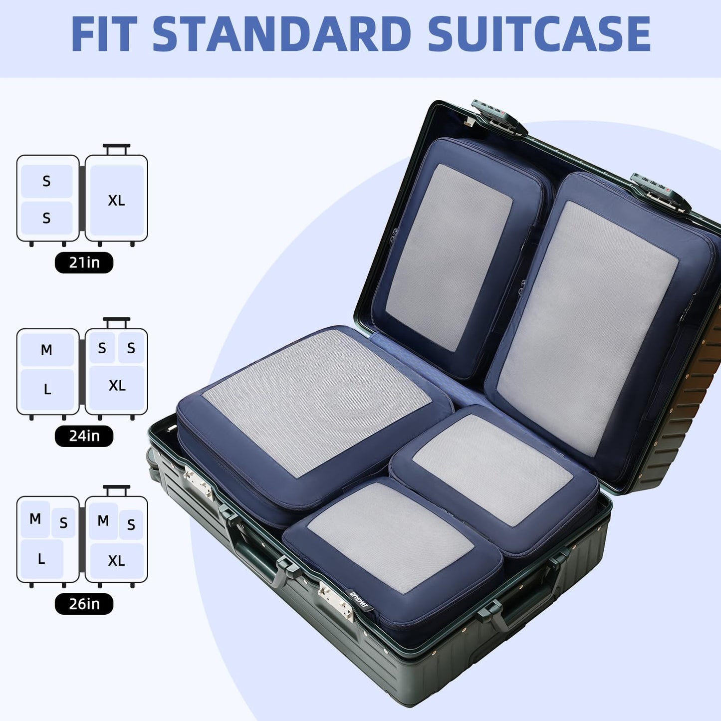 BAGAIL Expandable Travel Compression Cubes Set