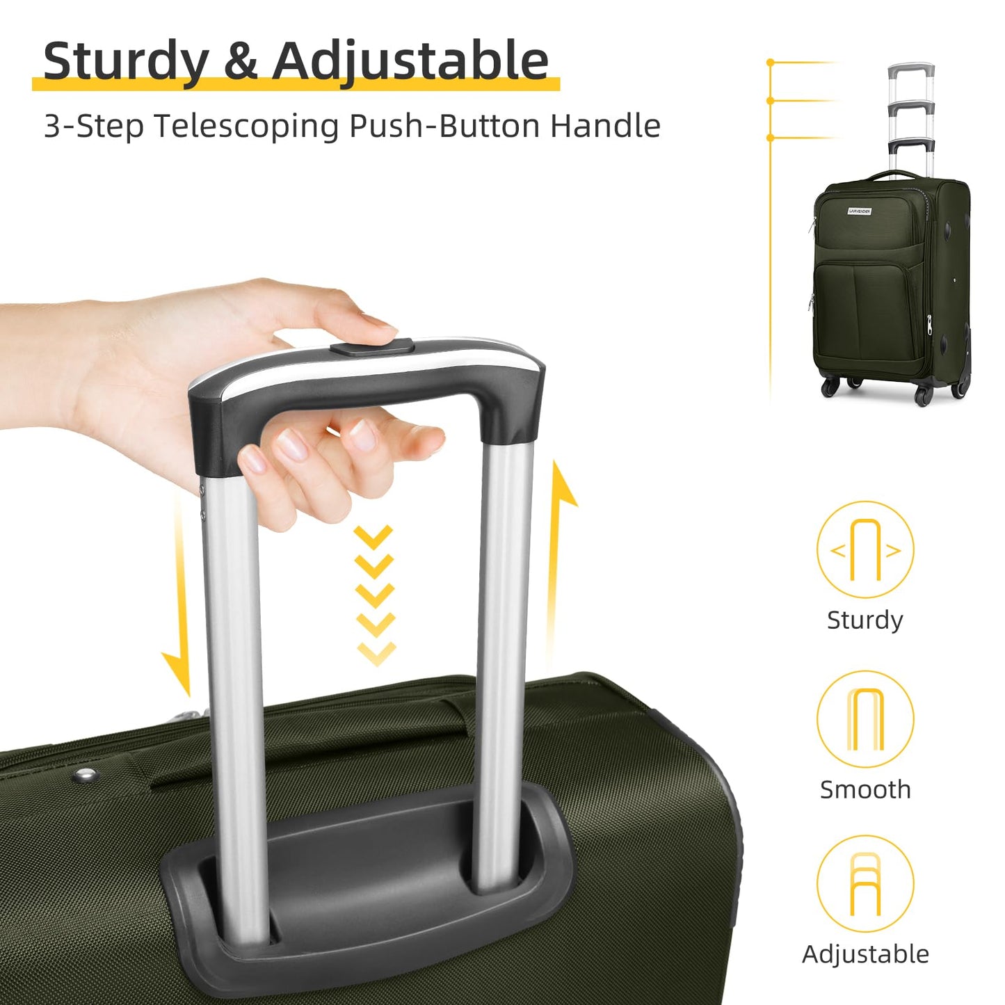 LARVENDER Expandable 5-Piece Spinner Luggage Set